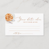 Minimaal idee van een koffiebeker-avonddag informatiekaartje (Voorkant)