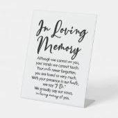 Minimaal in liefdevol geheugen bruiloft gedenkteke reclamebord met voetstuk (Voorkant)