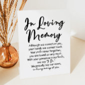 Minimaal in liefdevol geheugen bruiloft gedenkteke reclamebord met voetstuk