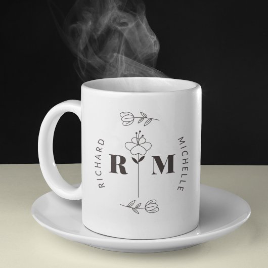 Minimaal Initiaal Letter Monogram Naam Couple Coff Koffiemok