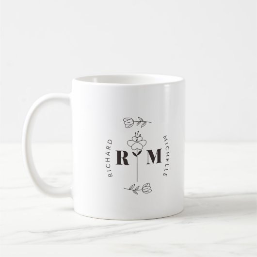 Minimaal Initiaal Letter Monogram Naam Couple Coff Koffiemok (Links)