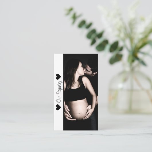 Minimaal invoegen van Photo Baby shower Registry Visitekaartje (Staand voorkant)