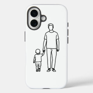 "Minimaal iPhone-hoesje met vader en kind in lijne iPhone 16 Hoesje
