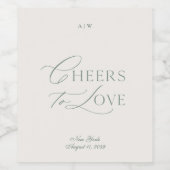 Minimaal Ivoren Trouw Wijnlabel – Proost op Liefde Wijn Etiket (Enkel label)