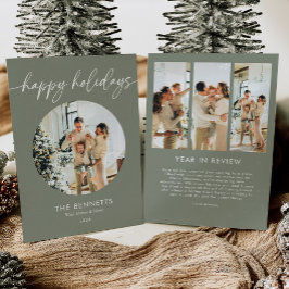 Minimaal jaaroverzicht Fijne feestdagen Ronde foto Feestdagenkaart