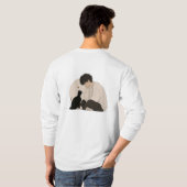 Minimaal jongen & kat esthetisch design T-shirt (Achterkant volledig)