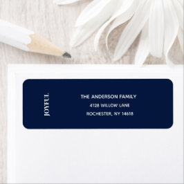 Minimaal JOYFUL | Marineblauw Feestelijk Adreslabe Etiket
