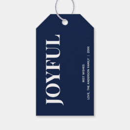 Minimaal JOYFUL | Marineblauw vakantie Cadeaulabel