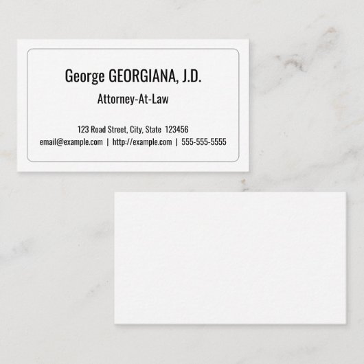 Minimaal juridisch professioneel Visitekaartje (Voorkant / Achterkant)