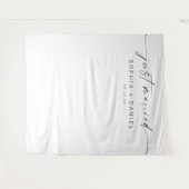 Minimaal Just Married Script Trouwdecoratie Achter Wandkleed (Voorkant (horizontaal))
