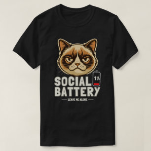 Minimaal Kat Sociale Batterij Stemming Ontwerp T-shirt