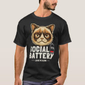 Minimaal Kat Sociale Batterij Stemming Ontwerp T-shirt (Voorkant)