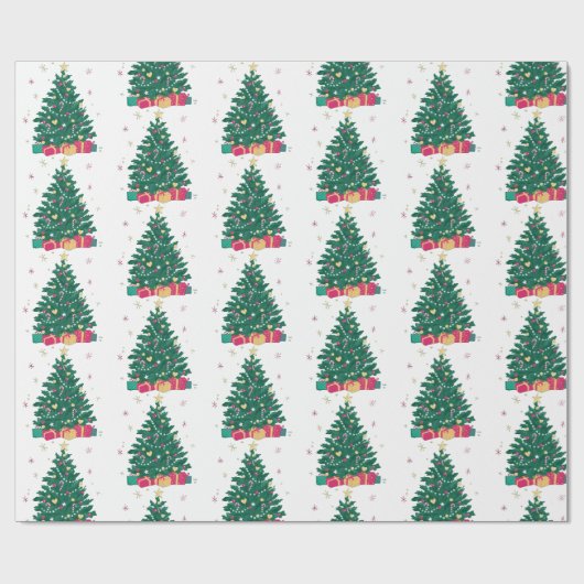 Minimaal Kerstboompatroon Kerstcadeau Cadeaupapier (Vlak)