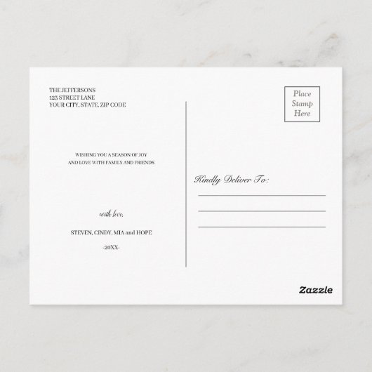 Minimaal kerstfeest 3 fotocollage feestdag briefkaart (Achterkant)