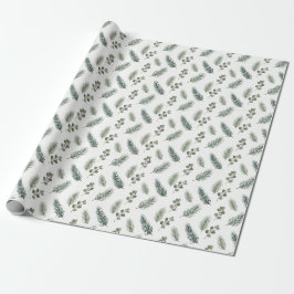 Minimaal Kerstmis Dennenpatroon, Scandi Stijl Cadeaupapier