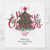 Minimaal Kerstmis Wijnlabel Wijn Etiket (Enkel label)