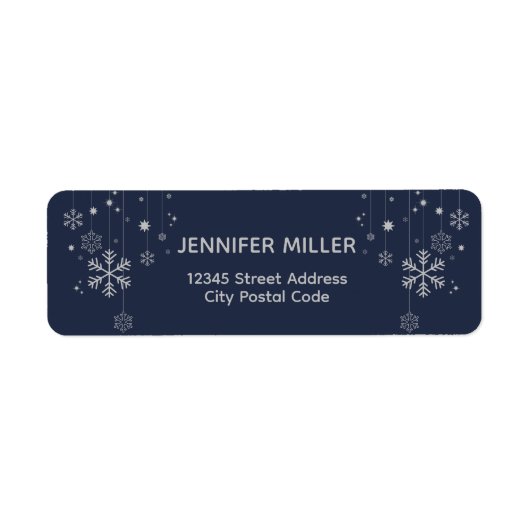 Minimaal kerstontwerp met sneeuwvlokken etiket (Voorkant)