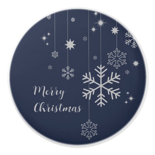 Minimaal kerstontwerp met sneeuwvlokken keramische knop (Voorkant)