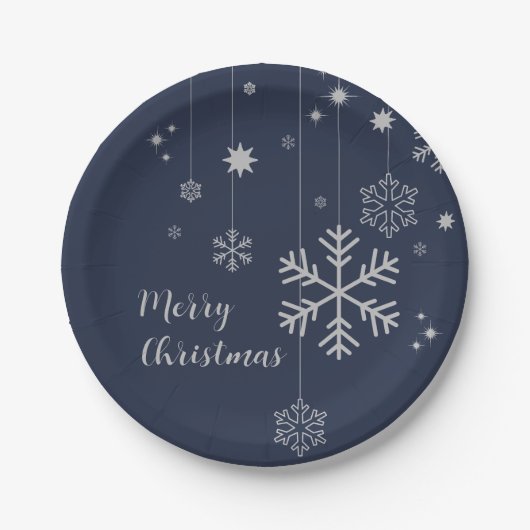 Minimaal kerstontwerp met sneeuwvlokken papieren bordje (Voorkant)