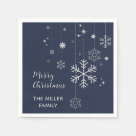 Minimaal kerstontwerp met sneeuwvlokken servet