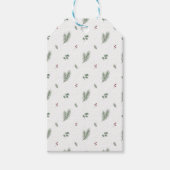 Minimaal kerstpatroon, dennen, bessen cadeaulabel (Voorkant)