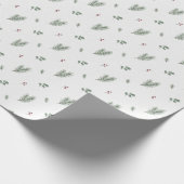 Minimaal kerstpatroon, dennen, bessen cadeaupapier (Hoek)