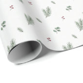 Minimaal kerstpatroon, dennen, bessen cadeaupapier (Rol Hoek)