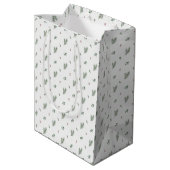 Minimaal kerstpatroon, dennen, bessen medium cadeauzakje (Achterkant Gekanteld)