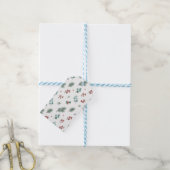 Minimaal kerstpatroon, dennen en bessen cadeaulabel (Met Touw)