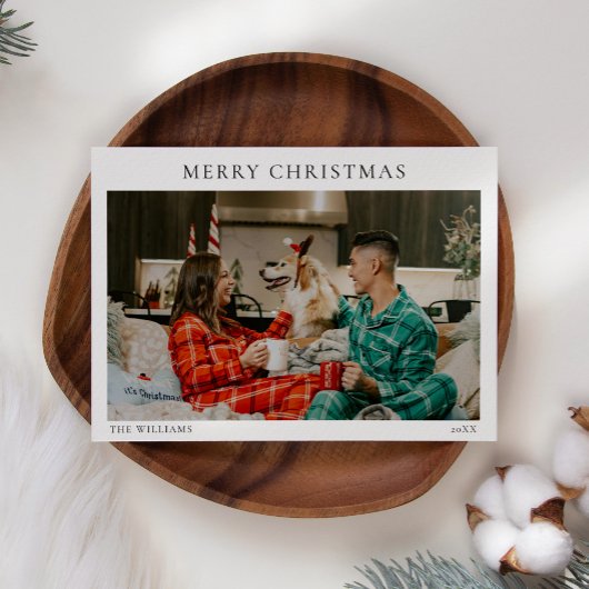 Minimaal kerstportret van moderne familie feestdagenkaart