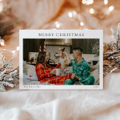 Minimaal kerstportret van moderne familie feestdagenkaart