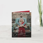 Minimaal kerstscript 2 foto feestdagen kaart (Voorkant)