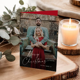 Minimaal kerstscript 2 foto feestdagen kaart