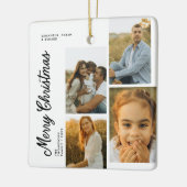 Minimaal Kerstscript Familie 4 foto's Keramisch Ornament (Links)