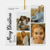 Minimaal Kerstscript Familie 4 foto's Keramisch Ornament (Achterkant)