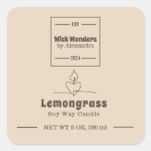 Minimaal Klassiek Apothecair Kaarsetiket Vierkante Sticker (Voorkant)