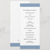 Minimaal Klassiek Eenvoudig Elegant Stofblauw Brui Programmakaart (Voorkant / Achterkant)