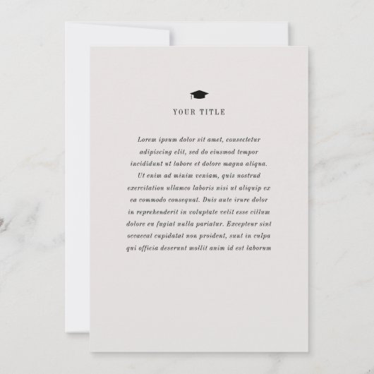 Minimaal klassiek foto Afstuderen Aankondiging (Achterkant)