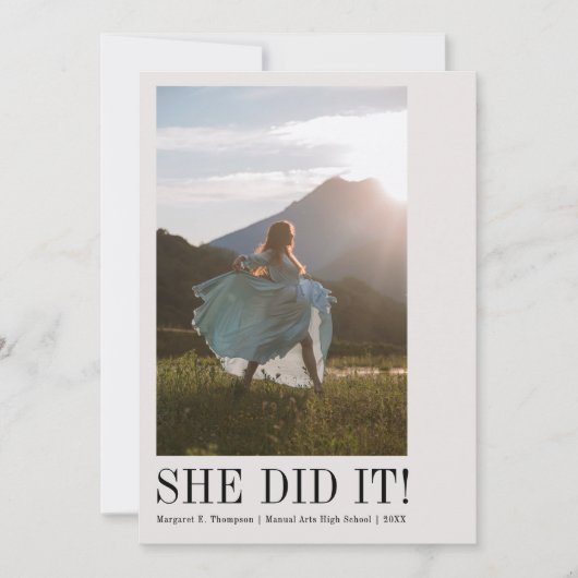 Minimaal klassiek foto Afstuderen Aankondiging (Voorkant)