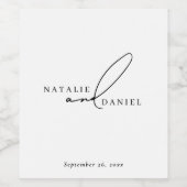 Minimaal & Klassiek | Witte chique bruiloft Wijn Etiket (Enkel label)