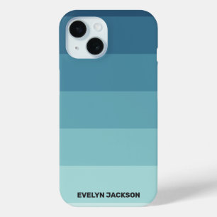 Minimaal kleurenblok Cyaan blauw Blauwgroen monogr iPhone 15 Case