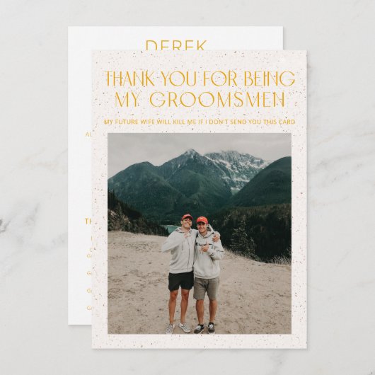 Minimaal kleurpalet Foto Groomsman Info Kaart (Voorkant / Achterkant)