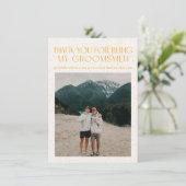 Minimaal kleurpalet Foto Groomsman Info Kaart (Staand voorkant)