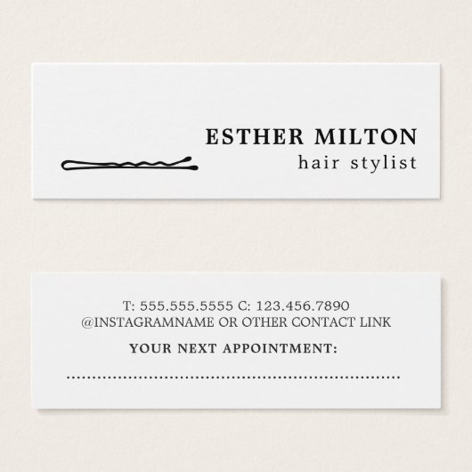 Minimaal Koel Zwart Wit Haar Pin Salon Mini Visitekaartjes (Voorkant /achterkant)
