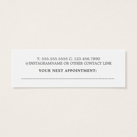 Minimaal Koel Zwart Wit Haar Pin Salon Mini Visitekaartjes (Achterkant)