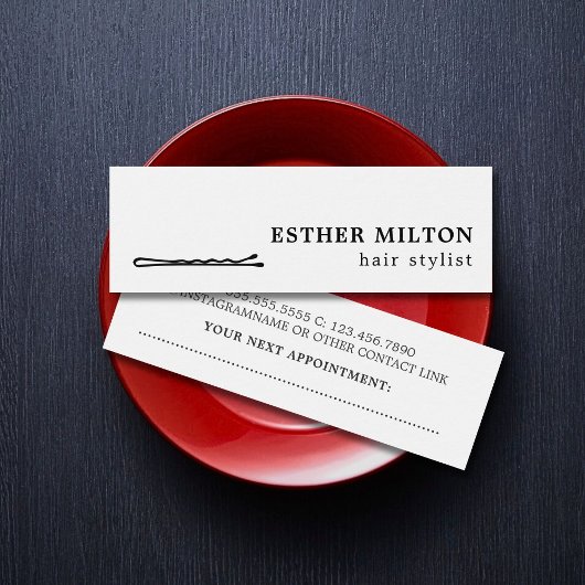 Minimaal Koel Zwart Wit Haar Pin Salon Mini Visitekaartjes