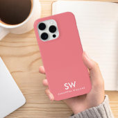 Minimaal koraalroze modern Initiaal monogram Case-Mate iPhone Case