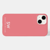 Minimaal koraalroze modern Initiaal monogram Case-Mate iPhone Case (Achterkant (horizontaal))