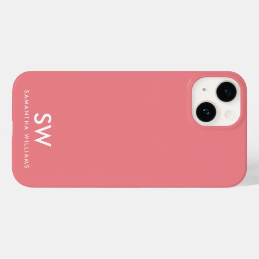 Minimaal koraalroze modern Initiaal monogram Case-Mate iPhone Case (Achterkant (horizontaal))