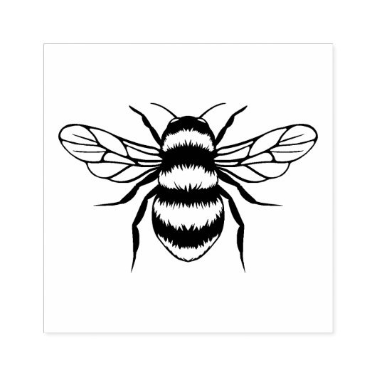 Minimaal kunstwerk van Bee Silhouette Rubberstempel (Afrduk)